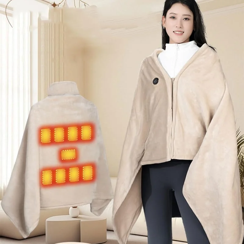 Coperta Termica Elettrica USB Scialle Riscaldante Elettrico in Flanella con Cerniera 3 Temperature Morbida Termocoperta Lavabile Coperta riscaldata per Casa Ufficio Auto Campeggio 145x86cm — Riscaldamento