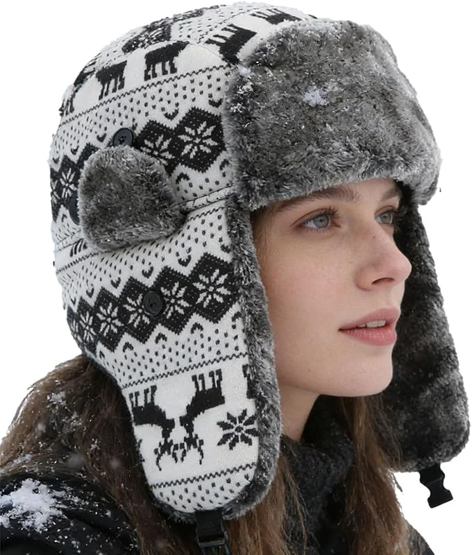 Ushanka - Cappello riscaldante con USB, antivento, caldo, con paraorecchie, per uomini, donne, adulti, adolescenti, ciclismo, passeggiate, pendolari — Abbigliamento riscaldato