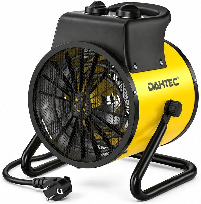 DAHTEC Stufa Elettrica 3000W - Termoventilatore - Radiatore Elettrico Basso Consumo - Termostato e Protezione da Surriscaldamento - per Casa, Bagno o Officina