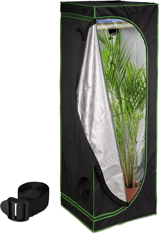 Relaxdays Tenda per Coltivazione Idroponica, Serra per Piante da Interno, Telo Riflettente HLP: 180x60x60 cm, Nero Verde — Umidificatore