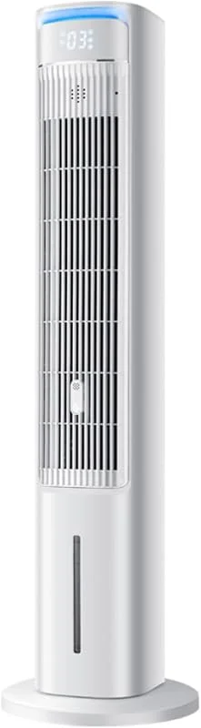 Fensterloser, tragbarer Turmklimaventilator mit DREI Geschwindigkeitsstufen, energieeffizienter 80°-Oszillation, Verdunstungskühlung und 12-Stunden-Timer für Schlafzimmer und Innenräume — Umidificatore