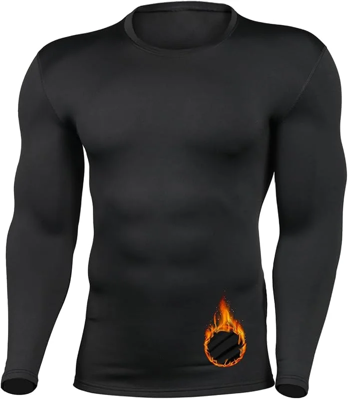 HYCOPROT Maglia Termiche da Uomo Traspiranti Pile Elastiche Intimo Termico Sportivo Asciugatura Maglietta Intima Invernale Camicia a Compressione per Corsa Ciclismo Sci Motociclismo Intimo Funzionale — Abbigliamento riscaldato
