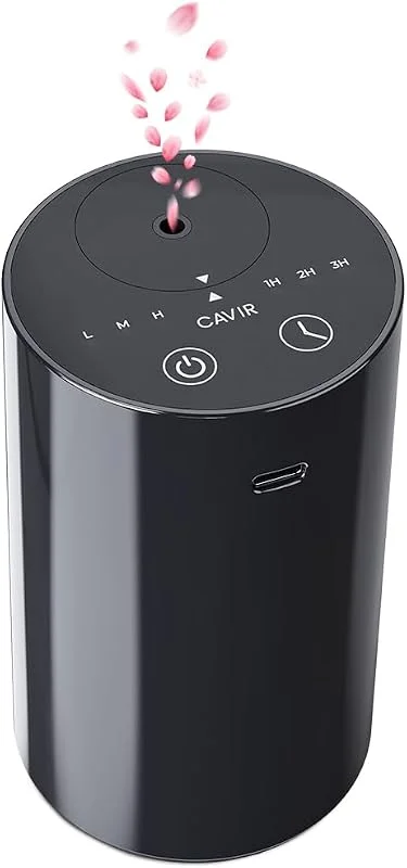 Cavir Diffusore senza acqua per oli essenziali, mini odore macchina per aromaterapia, ricarica USB 1, 2, 3H, tempo lontano da 3 livelli di nebbia per cas — Umidificatore