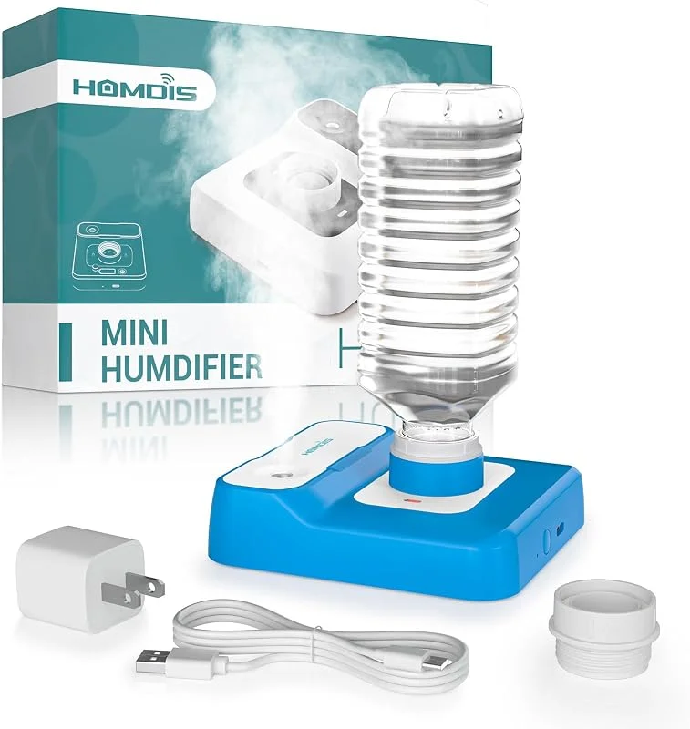 Umidificatore portatile, ricaricabile, per viaggi, camera da letto, ufficio, scrivania, piante, mini umidificatore a nebbia fredda, silenzioso, 23 dB, con 2 modalità di nebulizzazione e