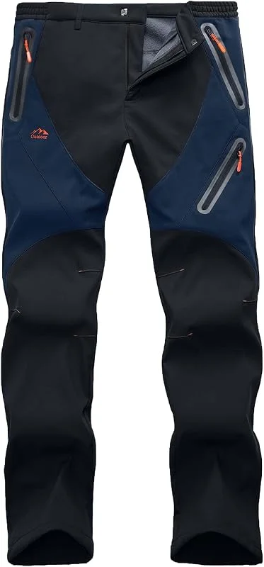 Pantaloni Uomo Sci Neve Impermeabili Softshell con Fodera in Pile per Snowboard, Escursionismo, Zip Gamba — Abbigliamento riscaldato