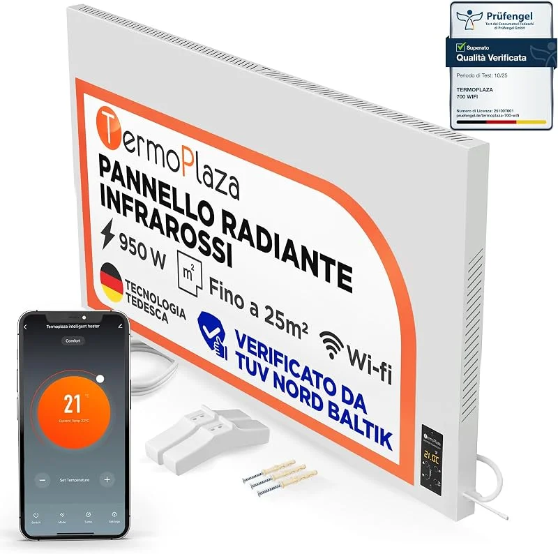 Termoplaza Pannello Radiante Infrarossi WiFi 950 W 25 m² Basso Consumo — Riscaldamento