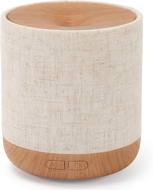 Diffusore di oli essenziali, 200 ml, con rivestimento in tessuto e lampada notturna, diffusore di aromi a ultrasuoni, umidificatore con luci, decorazione per la stanza, piccolo umidificatore per