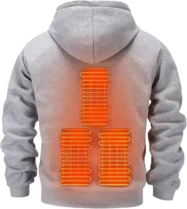 Felpa riscaldante da uomo Usb, pile, cappuccio, senza batteria, all'aperto — Abbigliamento riscaldato