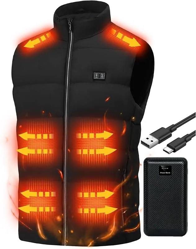 Gilet riscaldato elettrico da uomo: gilet riscaldato con USB leggero e caldo con 15 zone di riscaldamento, scaldacorpo da donna invernale intelligente per escursioni all'aperto sci (non — Abbigliamento riscaldato