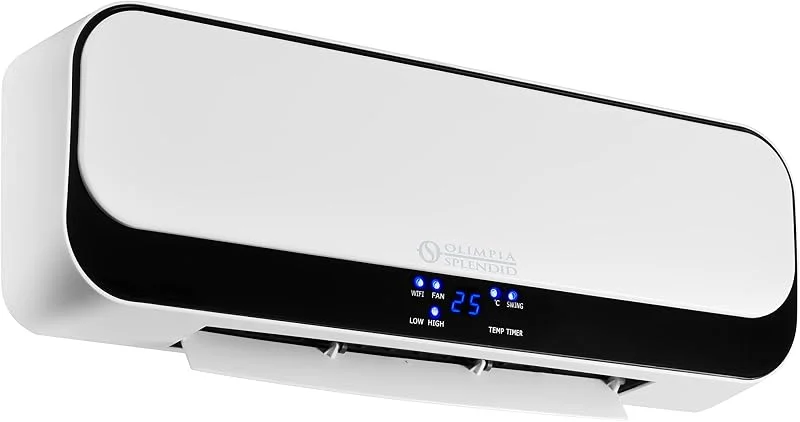 Olimpia Splendid 99261 Caldo Up T WiFi - Termoventilatore Ceramico a Parete con Telecomando e Timer settimanale 2000 W, 220-240 V, Bianco - Esclusiva Amazon — Riscaldamento