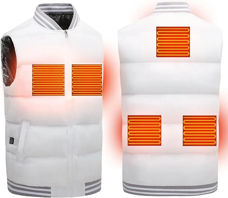 Gilet Riscaldato Uomo Doona Lavabile 5 Zone con USB e 3 Temperature Piumino Riscaldate Senza Maniche 100 Grammi Smanicato Riscaldata Imbottita Trapuntata per Sci Caccia Moto Pesca Trekking Bici — Abbigliamento riscaldato