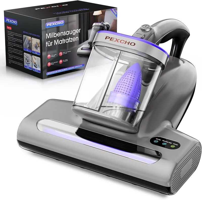 PEXCHO Battimaterasso con Luce UV, 500W Aspirapolvere con Filtro HEPA — Umidificatore