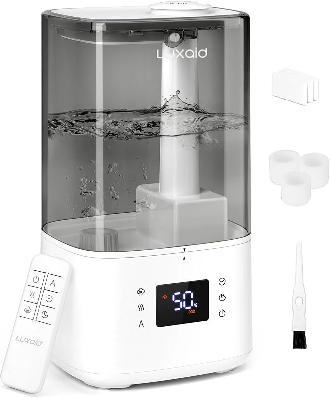 HU-803 - Umidificatore a nebbia calda e fredda, per camera da letto, con telecomando e igrostato, 28 dB, silenzioso, per Bedroom Baby, top fill, fino a 60 H, timer, spegnimento automatico
