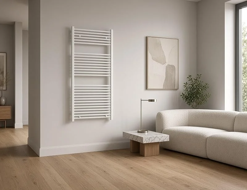Scaldasalviette termoarredo 180x60 cm (int.55) bianco da bagno tubi dritti MICHALI — Riscaldamento