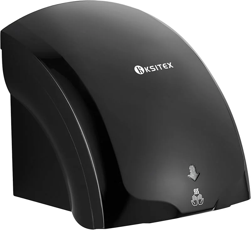 Asciugamani Elettrico Commerciale, Asciugatura Alta velocità Fredda e Calda, Asciugamani a Muro con Luce Pilota Elettrico Automatico per Bagno, Hotel, Ristorante, Cucina, 1400 W, Nero — Riscaldamento