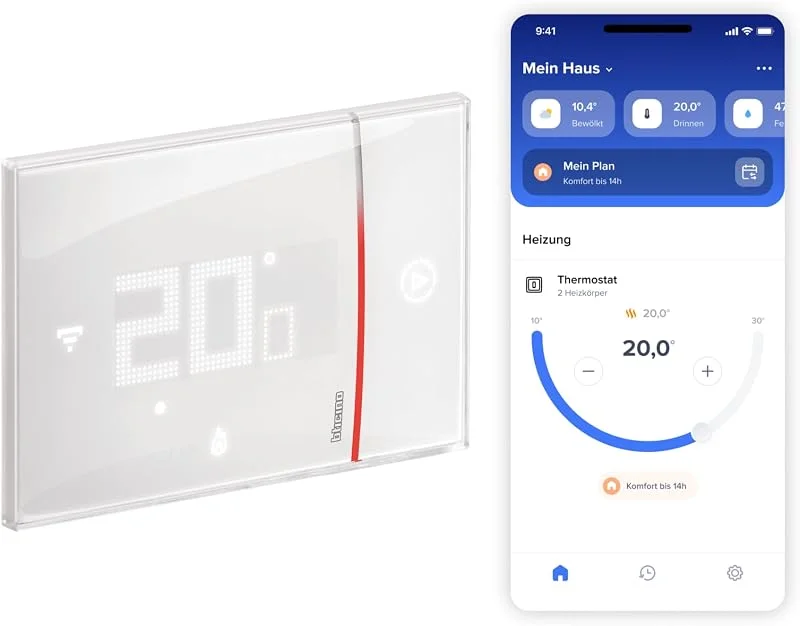 Bticino Termostato WiFi intelligente Smarther2 with Netatmo XW8002, Incasso, Bianco - versione professionale — Riscaldamento
