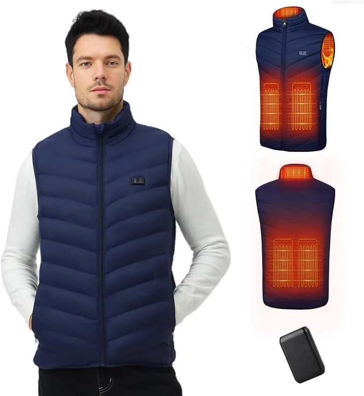 Mincoo Gilet Riscaldabile per Uomo e Donna, Gilet Riscaldato USB con Batteria da 5 V 10000 mAh, Giacca Calda Invernale per Escursionismo, Caccia, Moto — Abbigliamento riscaldato