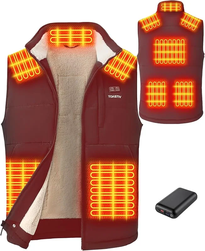 Gilet Riscaldato Uomo con Batteria 20000mAh 7.4V - 8 Zone di Calore, Interno in Pile Caldo, Fino a 12 Ore, Lavabile Gilet Termico Elettrico — Abbigliamento riscaldato