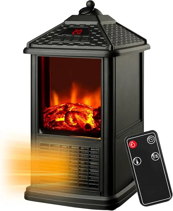 Maison Rouge Caminetto Elettrico da Tavolo con Telecomando per Contollo da Remoto 1000W con Effetto Camino 3D - Controllo della Temperatura per Ogni Esigenza e Timer 12 Ore - 32x18, 5x18, 5cm — Riscaldamento