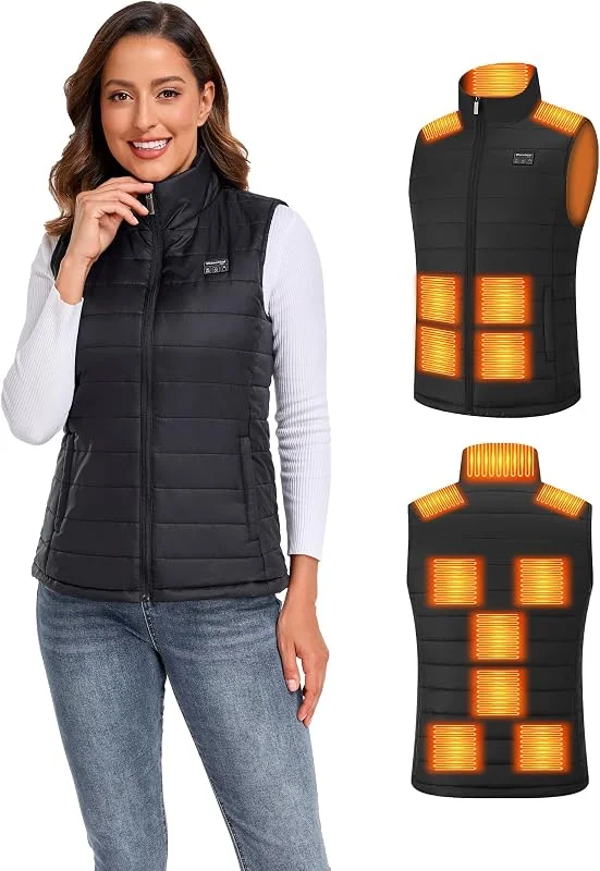 Gilet riscaldato da donna, gilet riscaldato da donna, scaldacorpo con 15 zone di riscaldamento, 3 modalità di riscaldamento, leggero, invernale per esterni, riscaldamento elettrico (senza — Abbigliamento riscaldato
