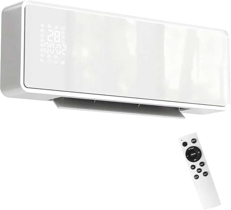 HOMCOM Termoventilatore da Parete 2000W, Stufa Elettrica Ceramica, Bianco — Riscaldamento