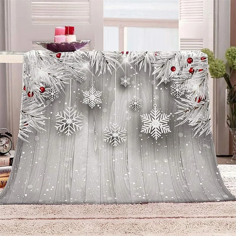 Coperta Plaid Matrimoniale 150x180 Fiocchi Di Neve, 3D Stampata Coperte Flanella Decorazioni Natalizie, Fluffy E Termica Coperta Pile, Morbida Blanket Coperta Divano — Riscaldamento