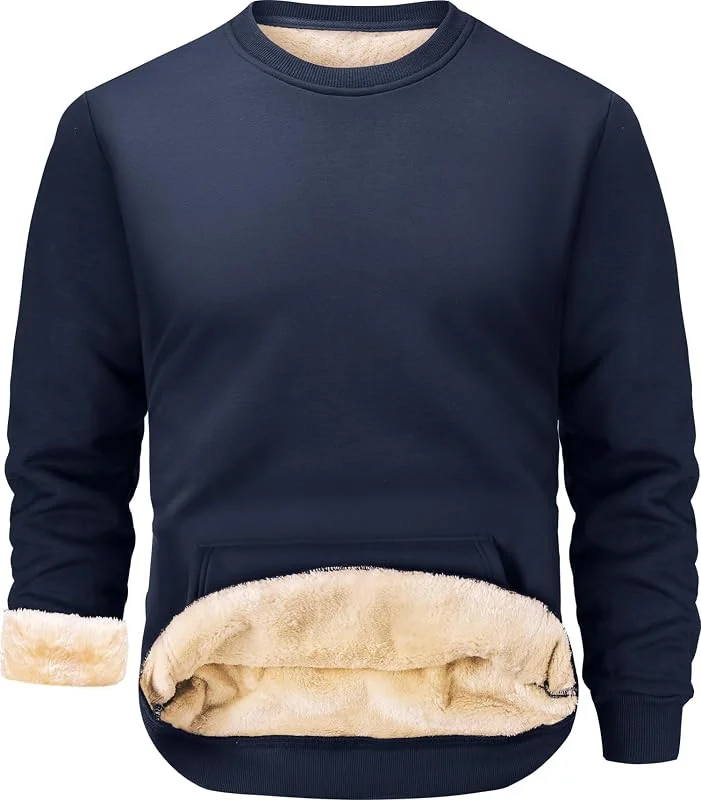 Uomo Felpe Foderate Pullover Sweatshirt Termico in Pile con Tasca — Abbigliamento riscaldato