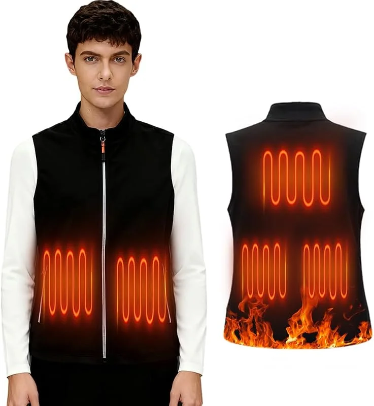 LUPPUL Gilet Riscaldato Uomo, Gilet Riscaldato per Uomo con 3 Temperature 5 Zone di Riscaldamento, Giubbotto Riscaldato, Lavabile, Giacca Calda Invernale per Escursionismo Caccia Moto Campeggio（3XL） — Abbigliamento riscaldato