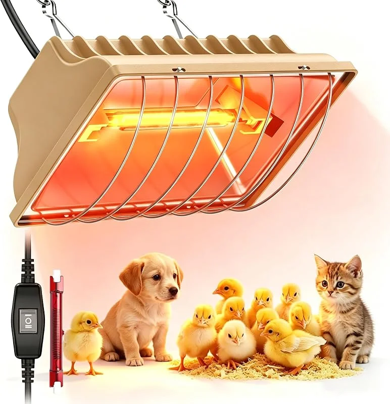 Lampada Riscaldante Per Pulcini, Lampada Infrarossi Riscaldante, Riflettore Lampada in Alluminio per Rettili, per Cani Pulcini Suinoi (250W) — Riscaldamento