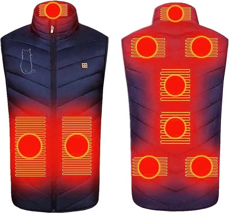 KHIRVWL Felpa con Cappuccio Riscaldata per Uomo Donna Riscaldamento dell'abbigliamento del gilet riscaldante elettrico a nove zone con controllo della temperatura a tre velocità stampato invernale — Abbigliamento riscaldato