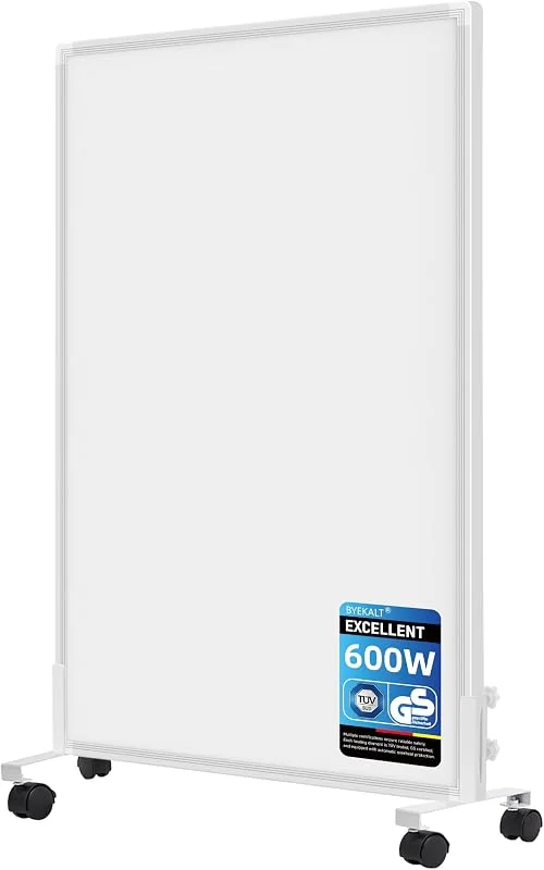 Pannello Radiante Infrarossi 600W, Stufetta Elettrica con Ruote — Riscaldamento
