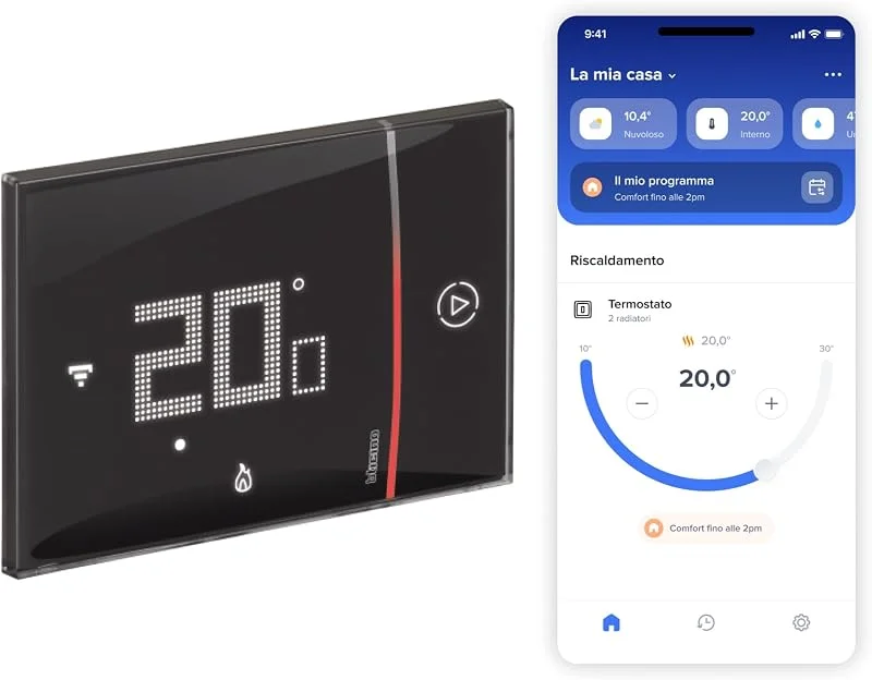 BTICINO SXG8002 Termostato WiFi 220v, Smarther2 with Netatmo, Termostato Caldaia da Incasso, Controllo da Remoto con App, Alexa, Google Assistant, Apple HomeKit, Programmabile, Risparmio Energetico — Riscaldamento