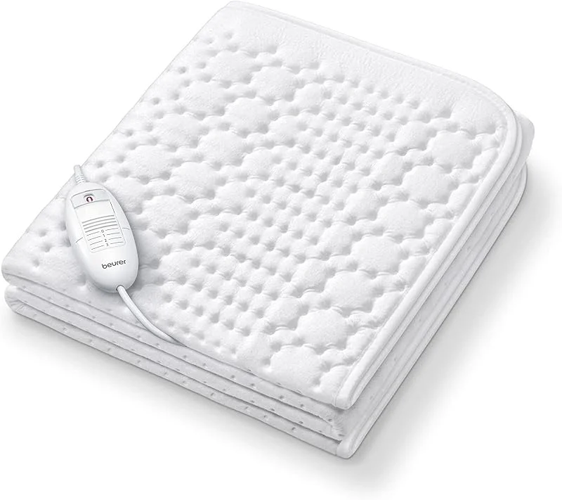 Beurer TS 19 Coprimaterasso Termico, Scaldaletto Singolo, Dimensioni 130x75 cm, Bianco, 3 Livelli di Temperatura, Lavabile in Lavatrice a 30° e con Sistema di Sicurezza Beurer Antisurriscaldamento