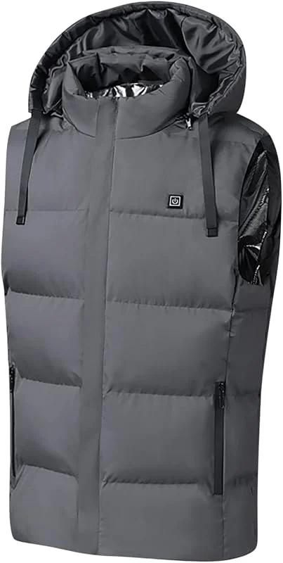 Gilet riscaldabile unisex, 3 temperature regolabili, giacca riscaldata con cappuccio, 7 zone di riscaldamento, USB, da uomo e da donna, senza maniche, per escursioni, moto, caccia, sci — Abbigliamento riscaldato