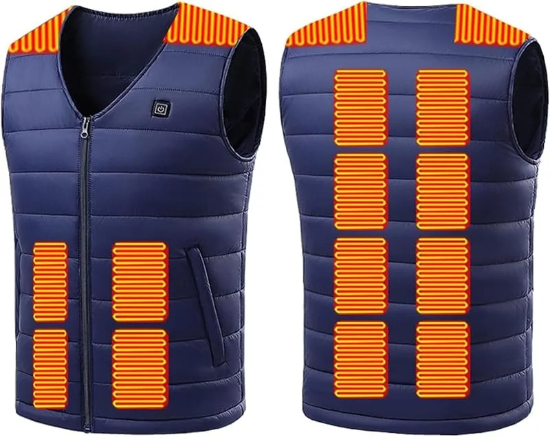 Gilet riscaldato, Gilet Termico, Gilet Elettrico riscaldato Leggero e Ricaricabile for l'inverno all'aperto (Batteria Non Inclusa)(Bleu, M(50-55kg)) — Abbigliamento riscaldato