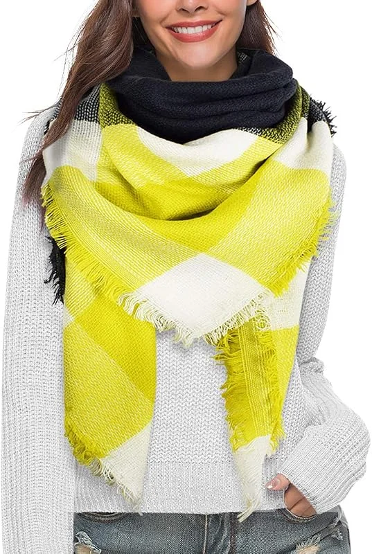 heekpek Moda Nappe Morbido Donne Sciarpa Avvolgere Scialle Scarf Wrap Caldo Modello Lattice Scialle Stole con Nappa Stile Quadrato — Abbigliamento riscaldato
