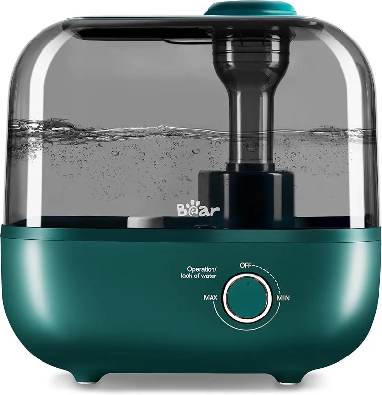 BEAR Umidificatore 5L a Riempimento Dall'alto, 28dB Ultra Silenzioso, Adatto a Bambini e Piante, 35 Ore Di Funzionamento, con Vassoio per Aromi, Ugello Rotante a 360°, Spegnimento Automatico