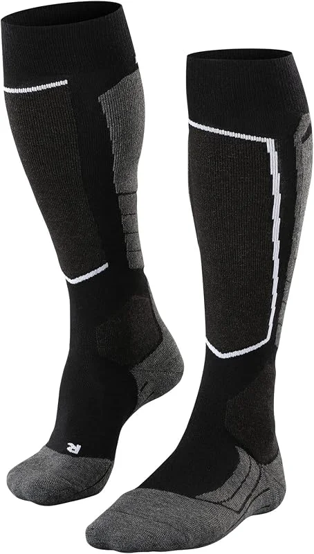 FALKE uomo SK2 Wool calzini da sci traspiranti asciugatura rapida termoregolanti antiodore lana filo funzionale imbottitura media protezione tibia spessi caldi 1 paio — Abbigliamento riscaldato