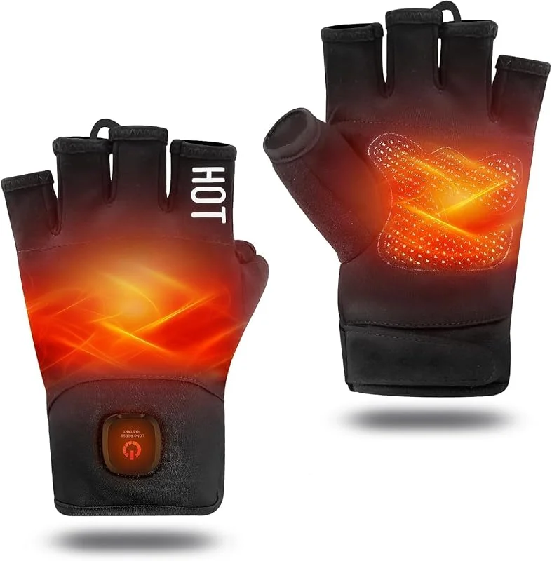 uncn Guanti riscaldati senza dita ricaricabili per donne uomini guanti da lavoro touchscreen per inverno freddo guanti termici senza dita elettrici.. — Abbigliamento riscaldato