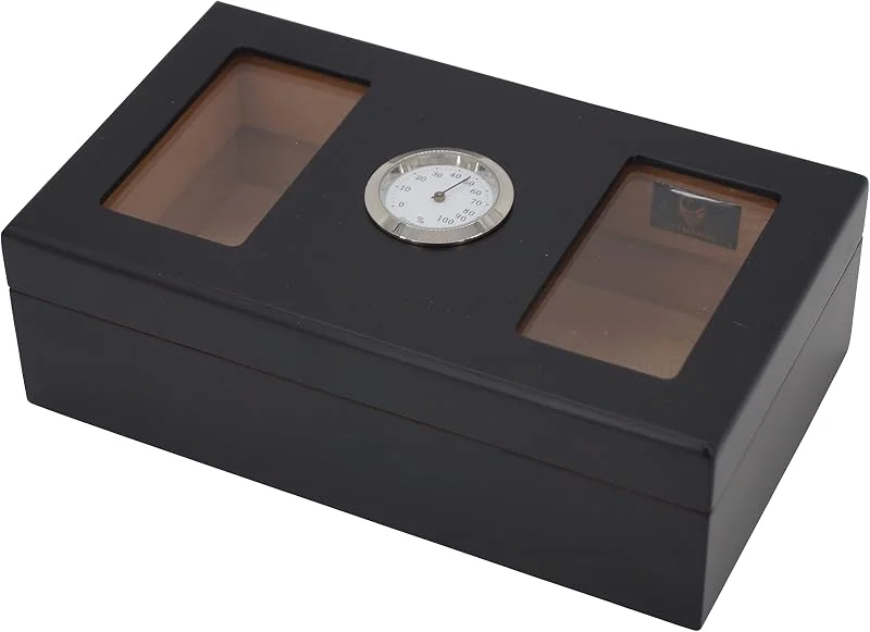 GERMANUS Humidor portatile da viaggio con umidificatore e igrometro nero