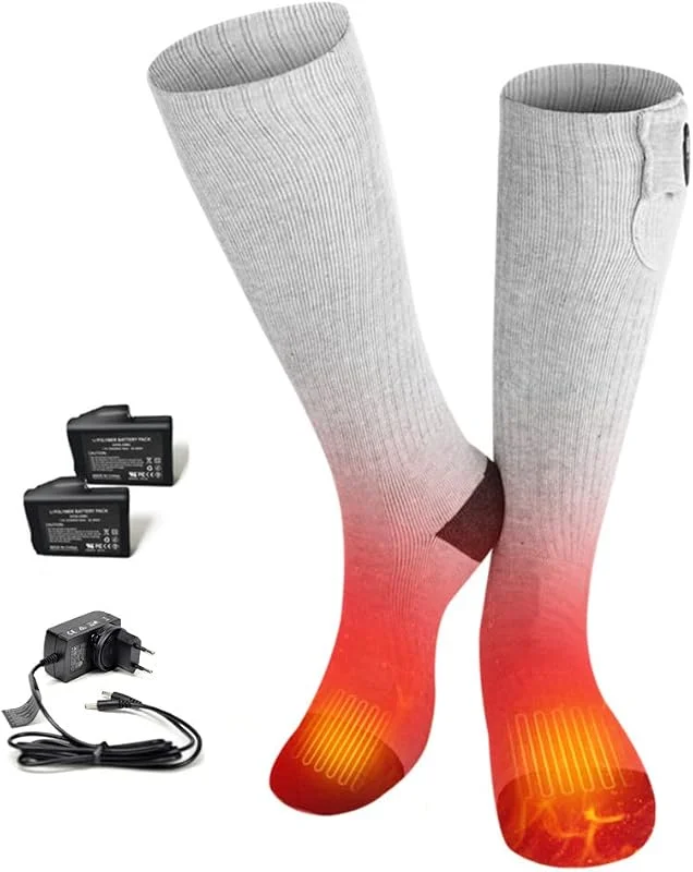BARCHI HEAT Calze riscaldate per Uomini e Donne, Calze riscaldate elettriche Ricaricabili, scaldapiedi Invernali, Adatte per Sci, Ciclismo, Pesca, Caccia, ECC. — Abbigliamento riscaldato