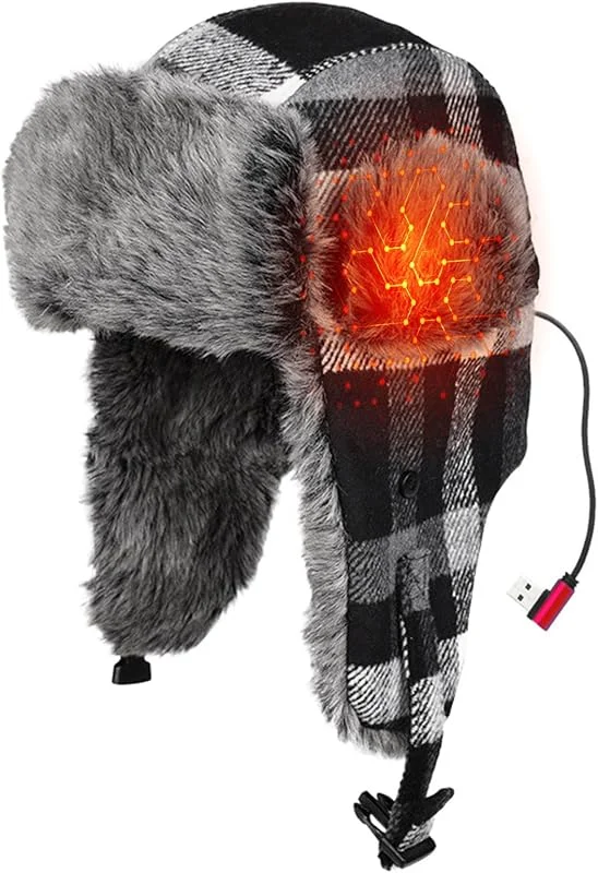 Cappello Riscaldato USB Peluche Tre Impostazioni Cappello Trappatore Inverno con Riscaldamento USB Materiale Morbido Disegno di Calore Regolabile Unisex per Ciclismo Camminare Spostare — Abbigliamento riscaldato