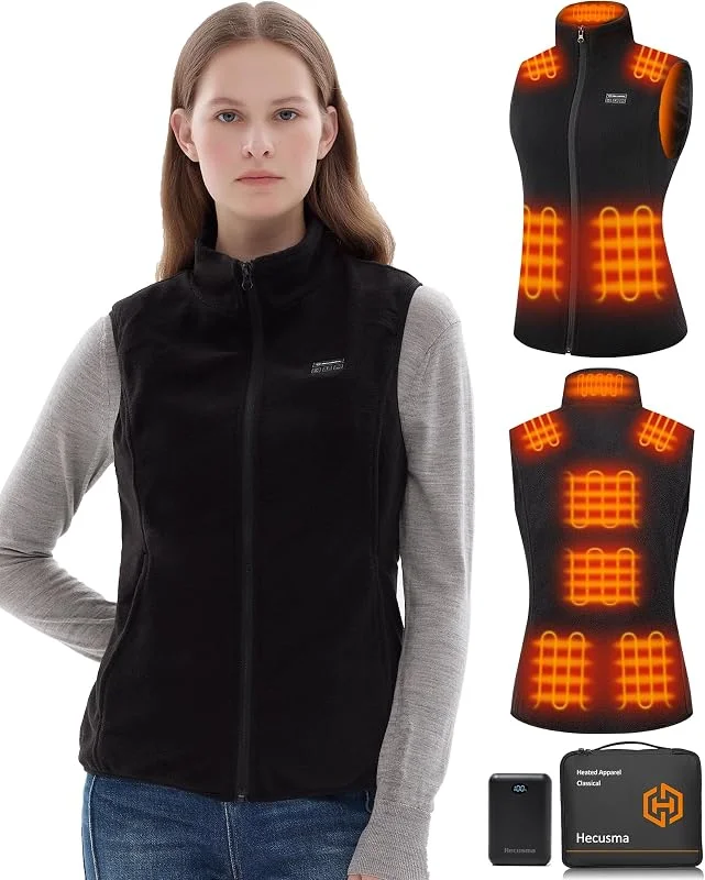 Gilet riscaldante in pile da donna con power bank, 16000 mAh, 7, 4 V, gilet riscaldante elettrico, con power bank, per sci, moto all'aperto — Abbigliamento riscaldato