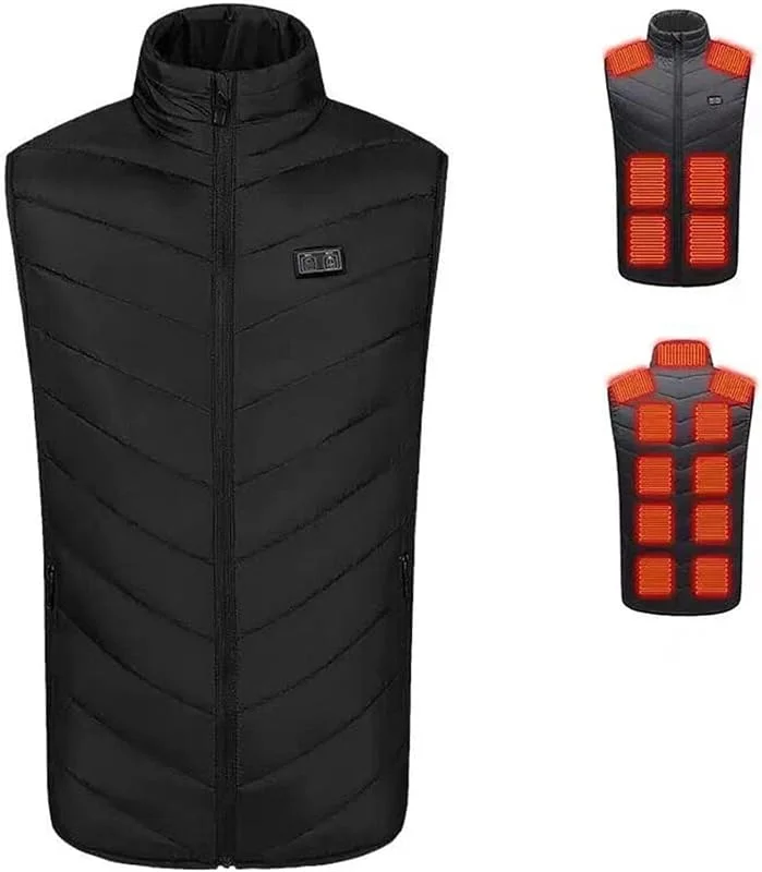 Gilet riscaldato Unisex Ricaricabile (batterie Non Incluse) 3 impostazioni di Temperatura 15 Zone di Riscaldamento(17 Zones Noir, M) — Abbigliamento riscaldato