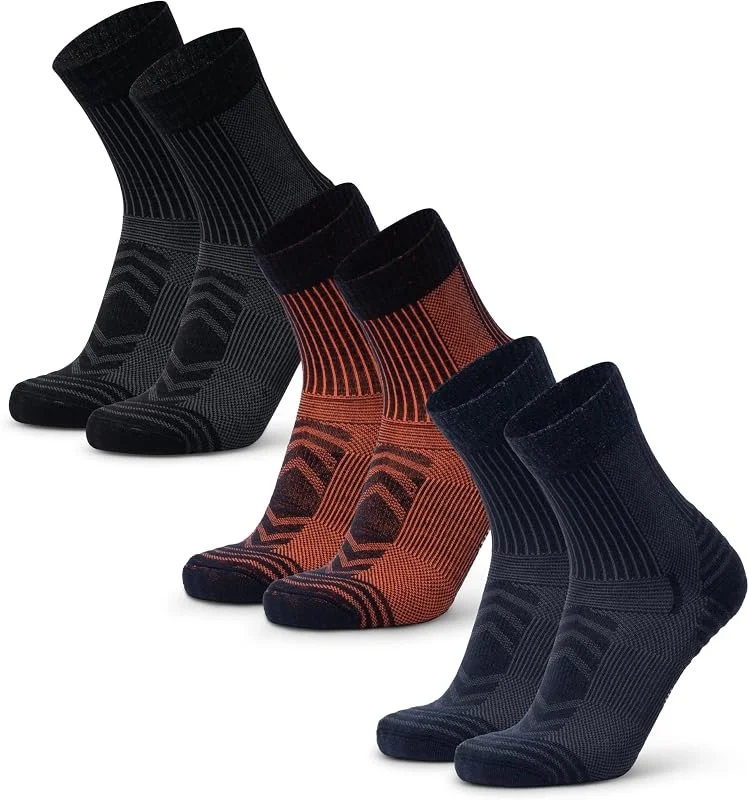 DANISH ENDURANCE Calze Trekking Leggere Lana Merino, Anti-Vesciche, 3 Paia — Abbigliamento riscaldato